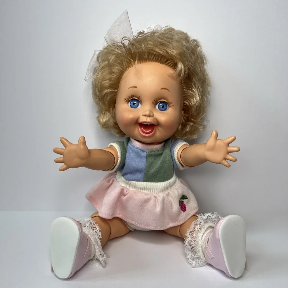 Vintage 1990 Galoob Baby Face So Playful Penny #10 Blue Eyes Pink Outfit